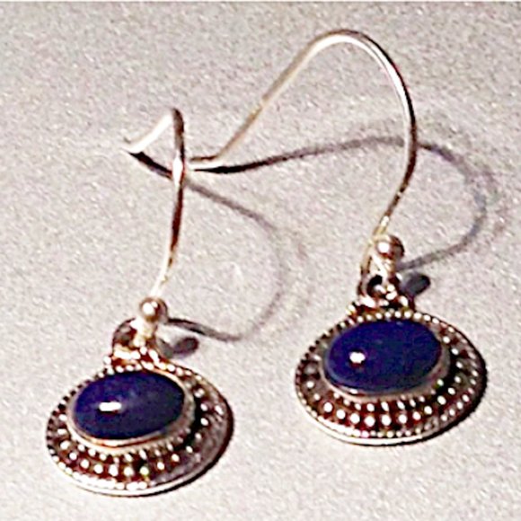 Lapis Lazuli Blue Earrings Sterling Silver 925 - Picture 4 of 4